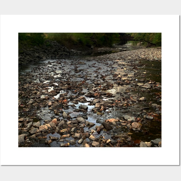 Photo of River Rock with Bridge in Background - Tomahawk Creek Overland Park KS Wall Art by Zen Goat 